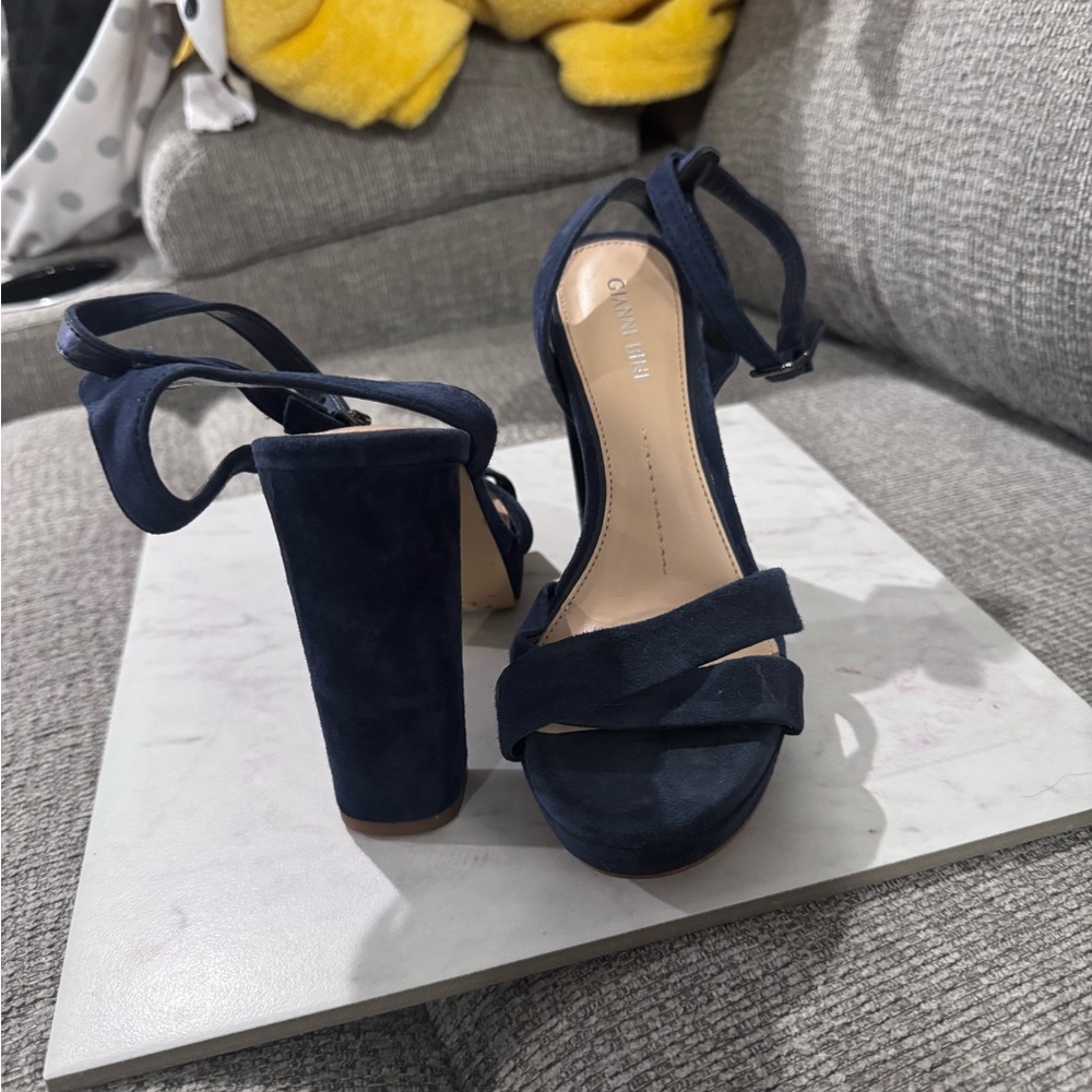 Gianni Bini Blue Block Heel Sandals with Straps